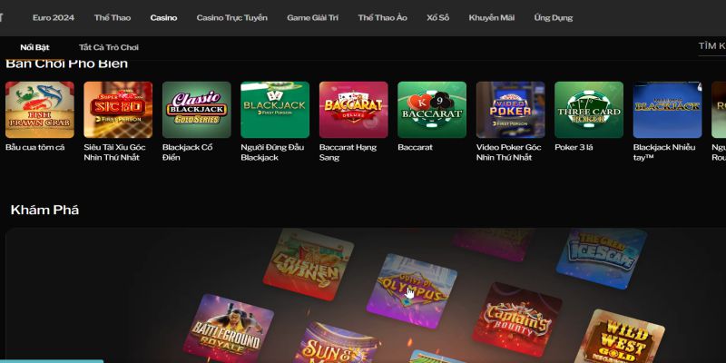 Sân chơi casino 188bet có giao diện ấn tượng